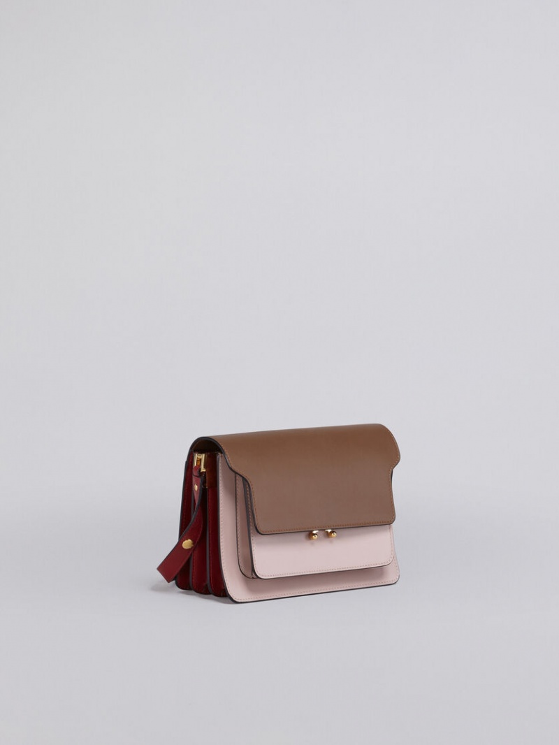 Marni Trunk Medium Bag δερματινα καφε ροζ κοκκινα | GGRUC98237
