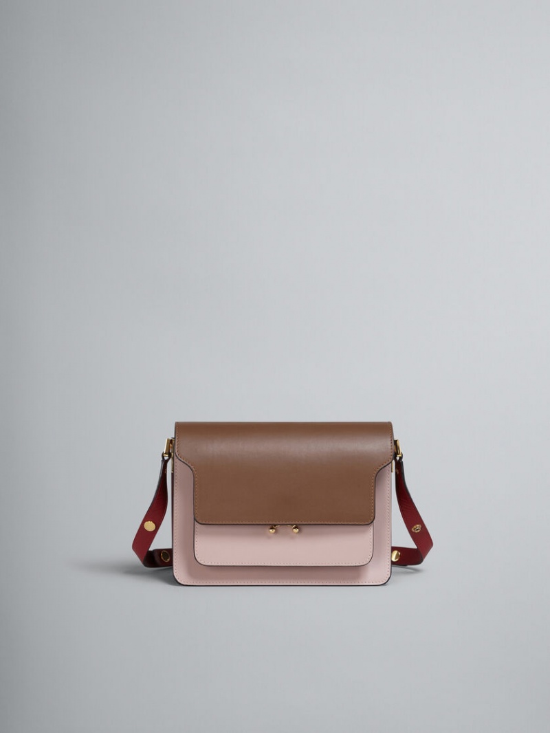 Marni Trunk Medium Bag δερματινα καφε ροζ κοκκινα | GGRUC98237