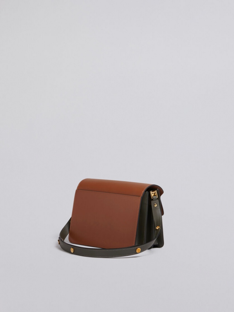 Marni Trunk Medium Bag δερματινα καφε ασπρα πρασινο | LGRSX92451