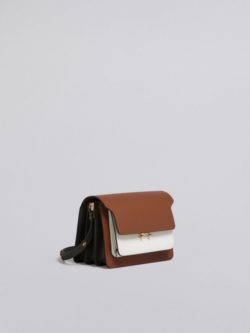 Marni Trunk Medium Bag δερματινα καφε ασπρα πρασινο | LGRSX92451