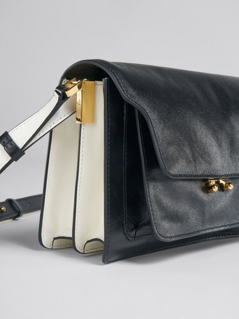 Marni Trunk Soft Medium Bag δερματινα μαυρα ασπρα | FGRHY27429