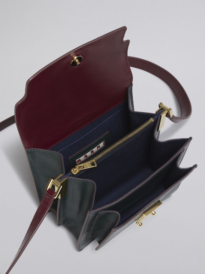 Marni Trunk Soft Mini Bag δερματινα πρασινο μπορντο | GRNEJ82409