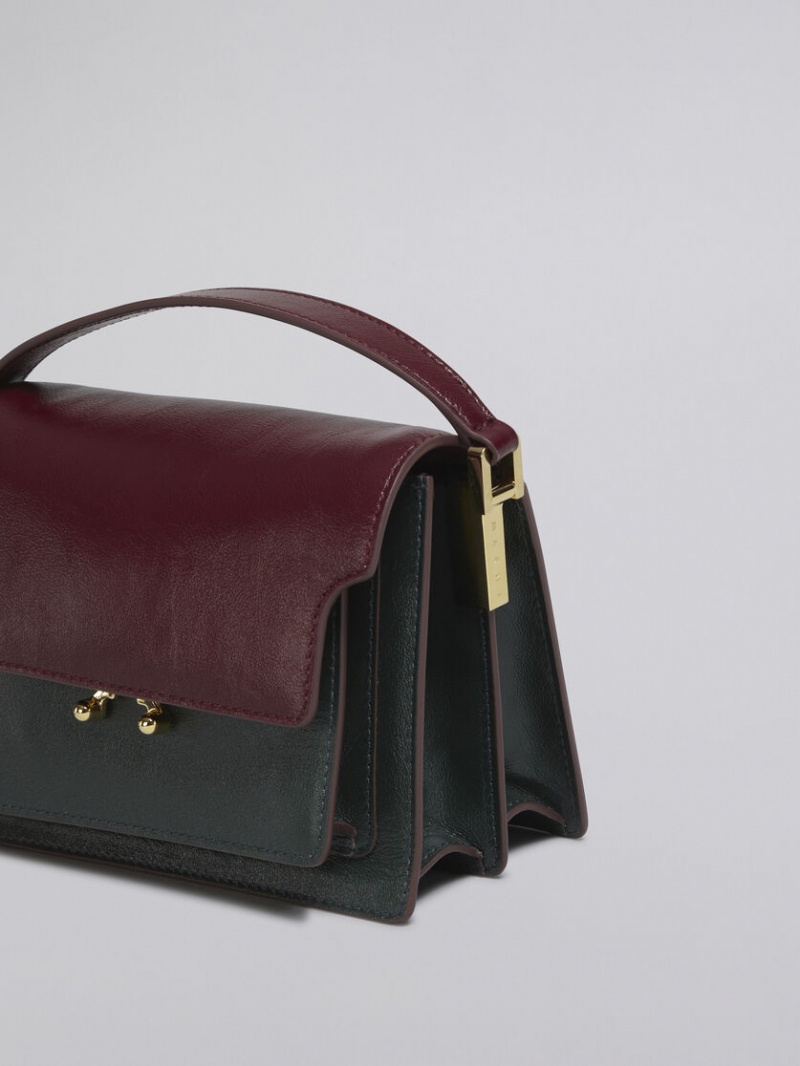 Marni Trunk Soft Mini Bag δερματινα πρασινο μπορντο | GRNEJ82409