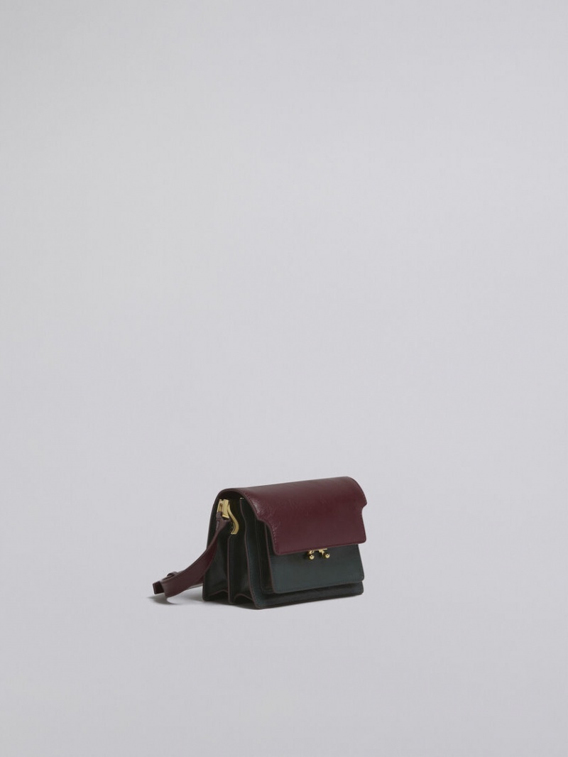Marni Trunk Soft Mini Bag δερματινα πρασινο μπορντο | GRNEJ82409