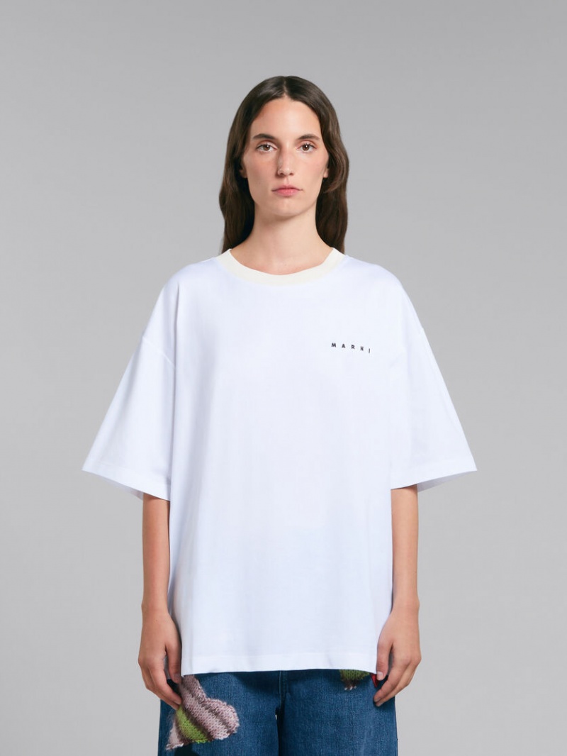 Marni T-shirt With Hearts Print ασπρα | MGRHR66230