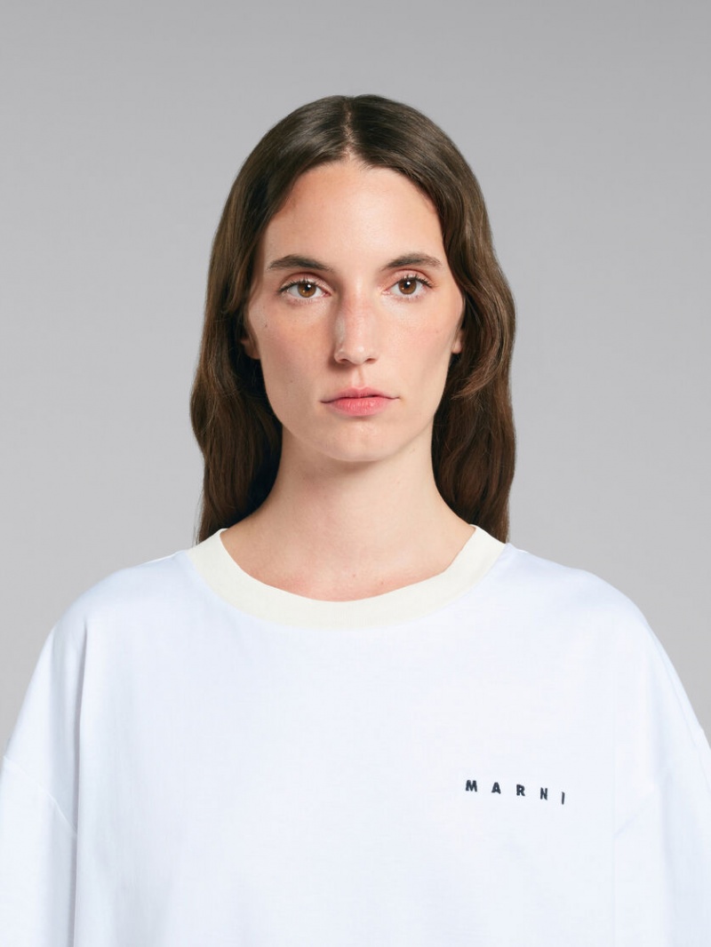 Marni T-shirt With Hearts Print ασπρα | MGRHR66230