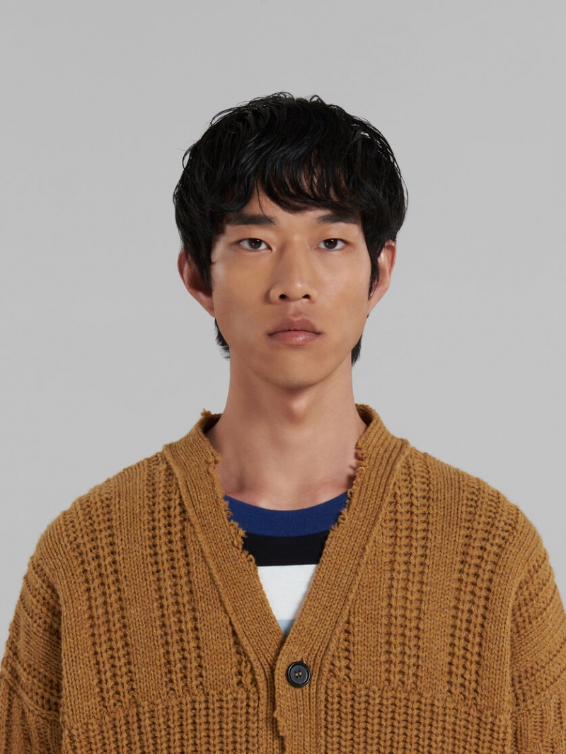 Marni Virgin Μαλλί Cardigan With Nibbled Hem καφε | GRJKU16048