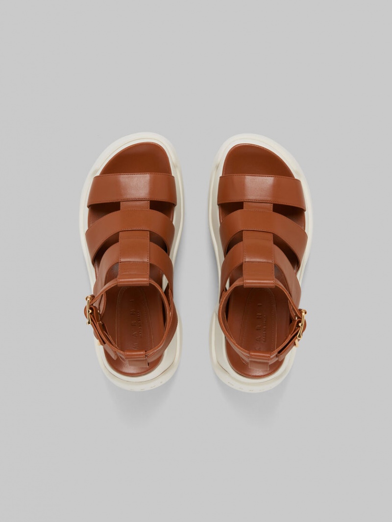 Marni δερματινα Aras 23 Gladiator Sandal καφε | EGRVG90160