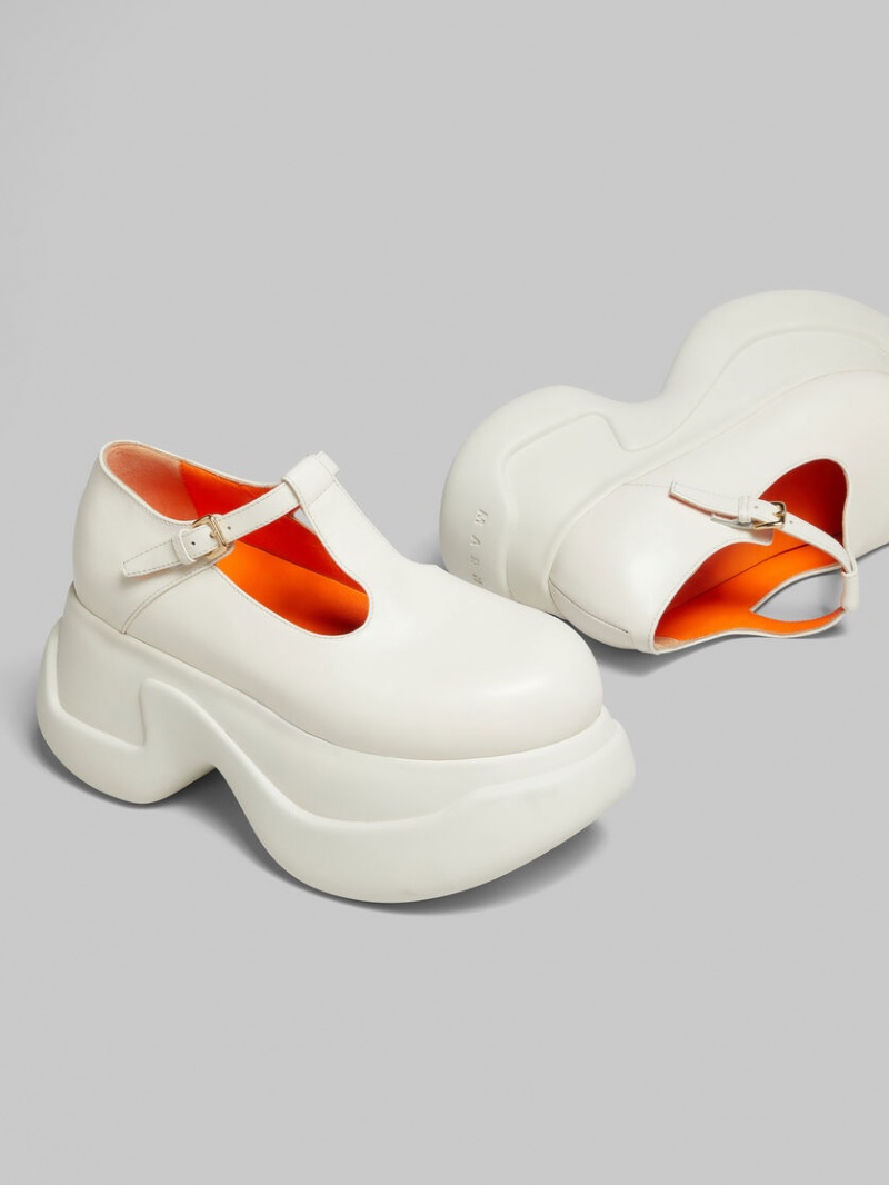 Marni δερματινα Aras 23 T-bar Sandal ασπρα | SGRNY31641