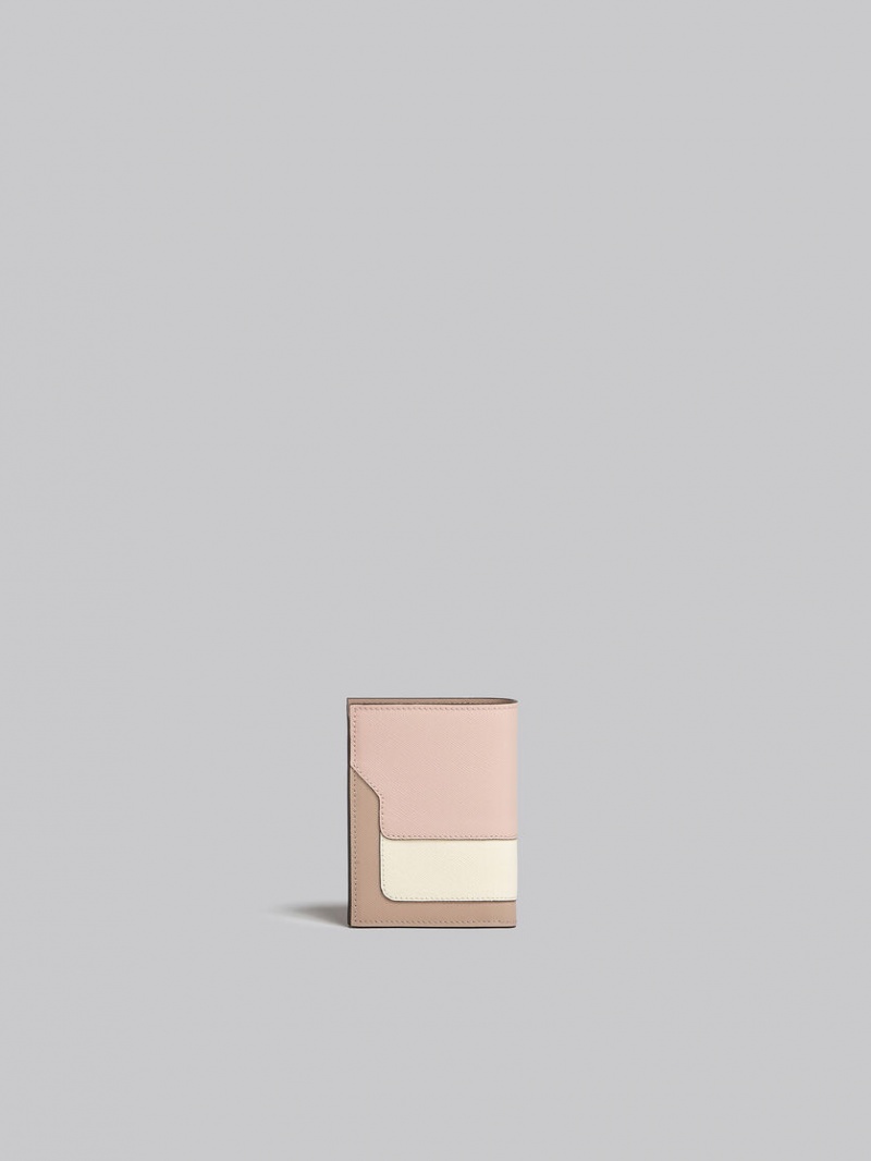 Marni δερματινα Bi-fold Wallet ροζ ασπρα Μπεζ | BGRSO20148
