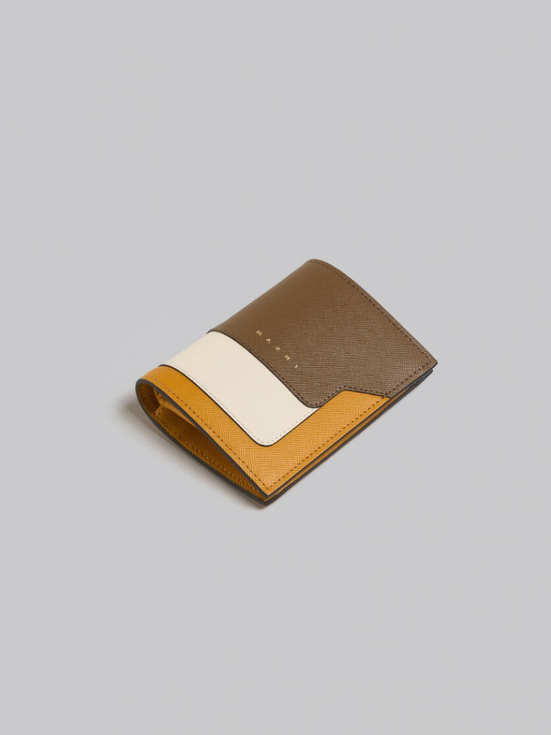 Marni δερματινα Bi-fold Wallet καφε ασπρα πορτοκαλι | TGRWZ57978