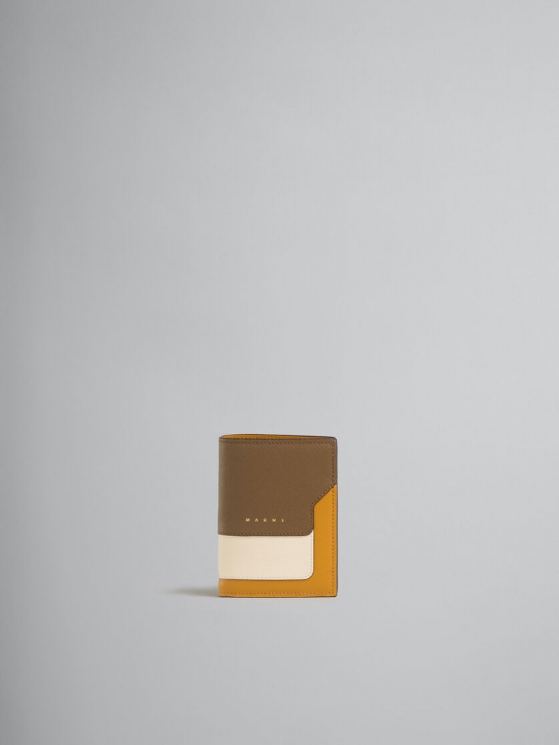 Marni δερματινα Bi-fold Wallet καφε ασπρα πορτοκαλι | TGRWZ57978