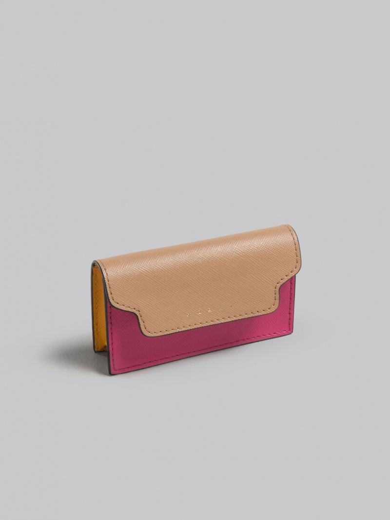 Marni δερματινα Business Card Case Μπεζ ροζ πορτοκαλι | GRJKU18147