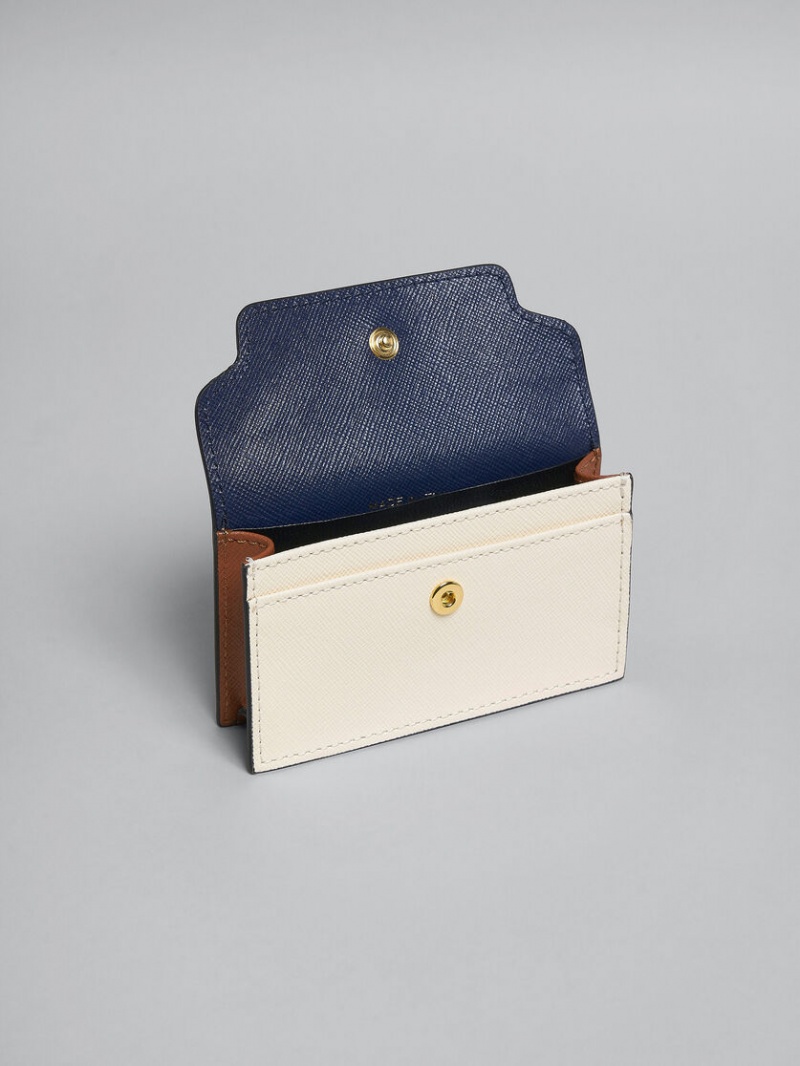 Marni δερματινα Business Card Case μπλε ασπρα καφε | GRJZR70464