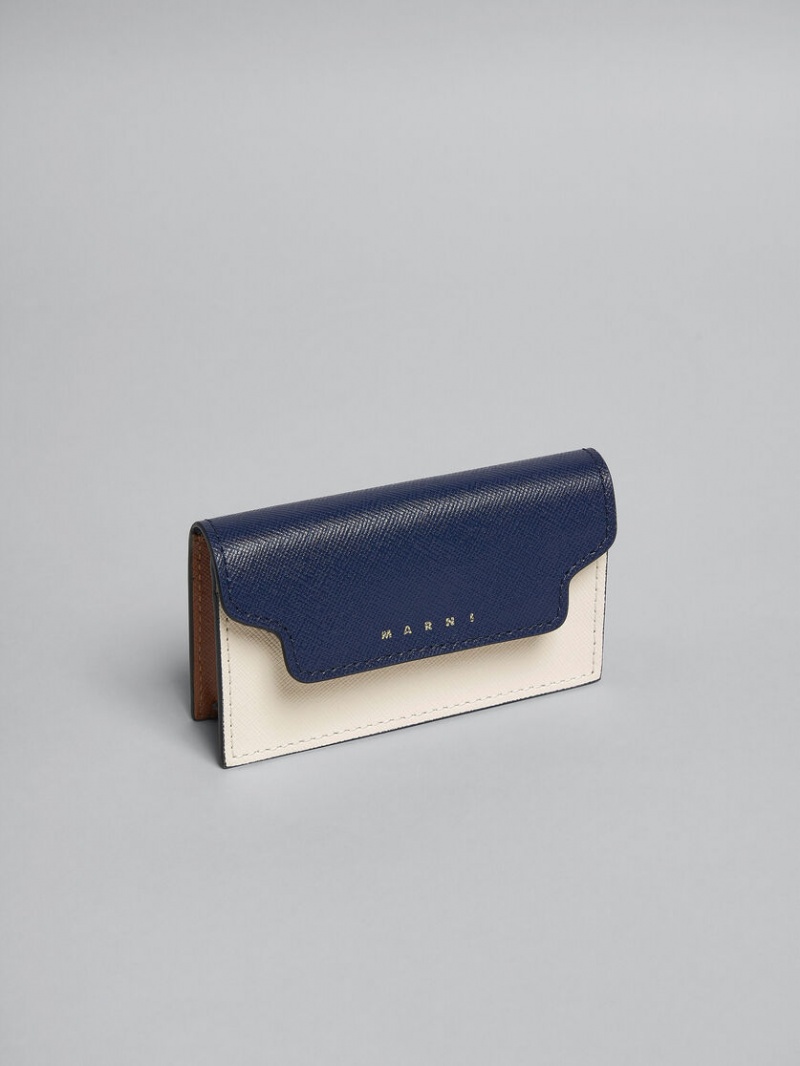 Marni δερματινα Business Card Case μπλε ασπρα καφε | GRJZR70464