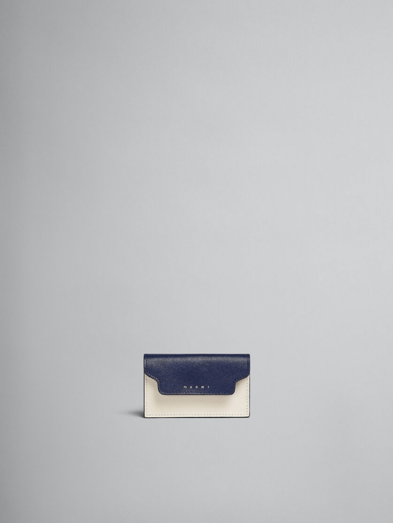 Marni δερματινα Business Card Case μπλε ασπρα καφε | GRJZR70464