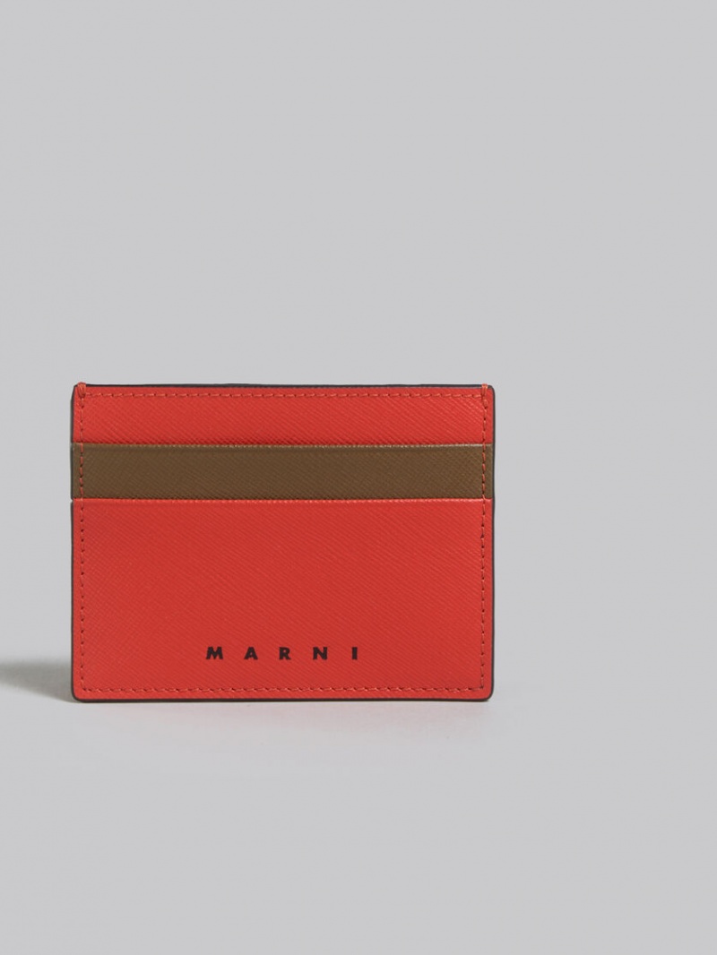 Marni δερματινα Card Case πορτοκαλι καφε | GRJZR93467