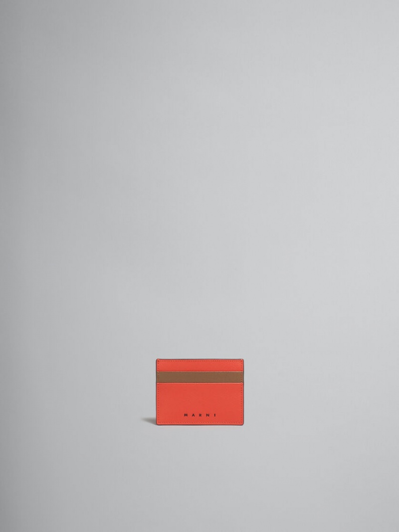 Marni δερματινα Card Case πορτοκαλι καφε | GRJZR93467