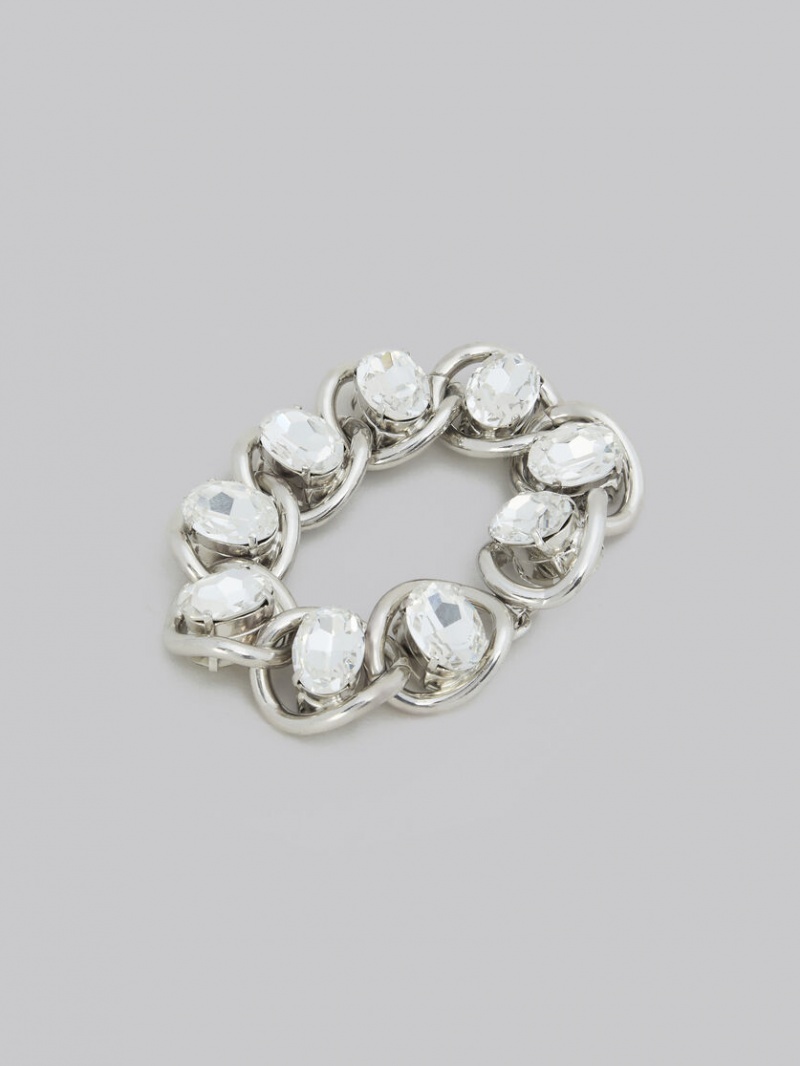 Marni Χοντρός Chain Bracelet With Rhinestones ασημι | TGRWZ93139