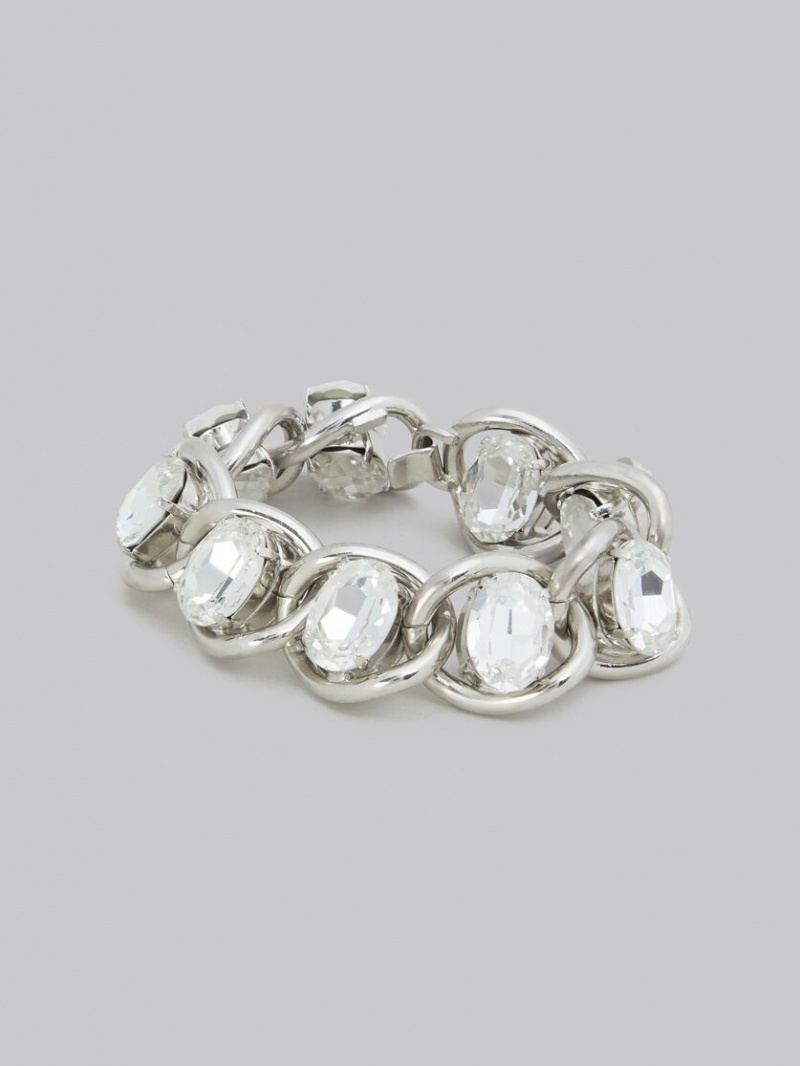 Marni Χοντρός Chain Bracelet With Rhinestones ασημι | TGRWZ93139