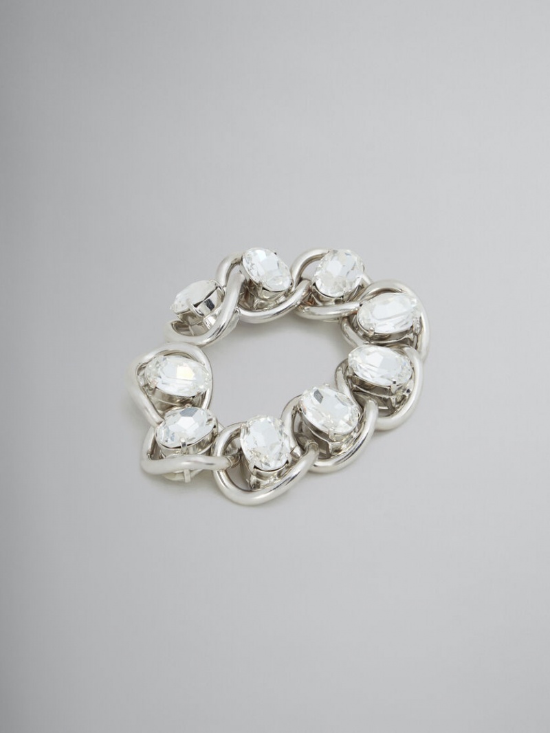Marni Χοντρός Chain Bracelet With Rhinestones ασημι | TGRWZ93139
