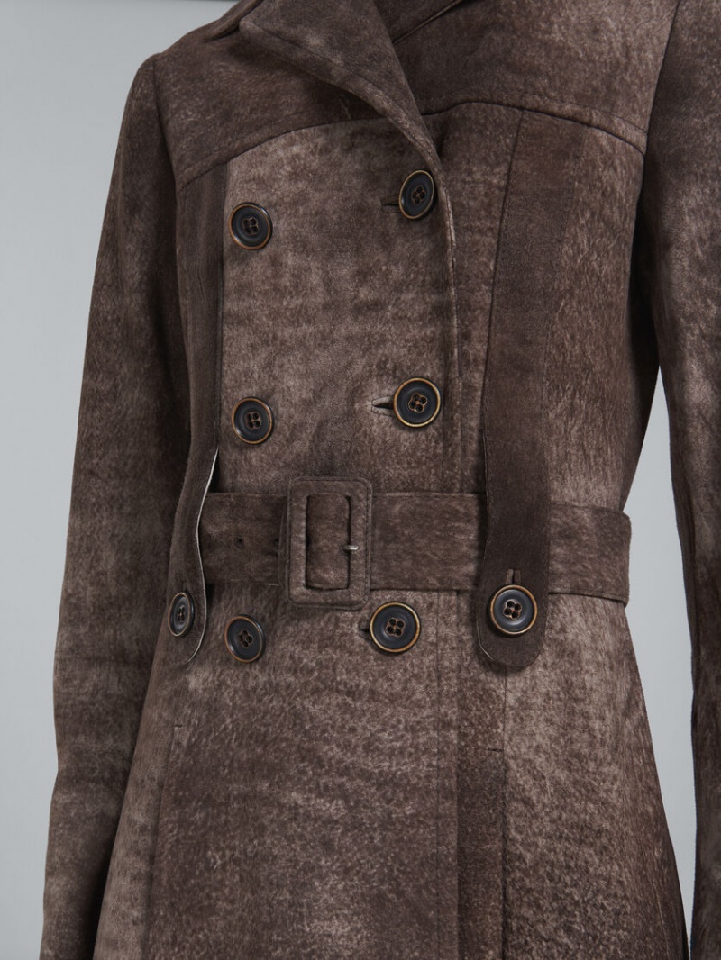 Marni δερματινα Coat σκούρο καφε | YGRVQ62081