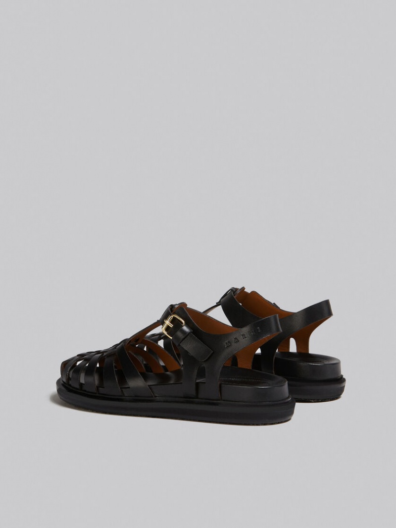 Marni δερματινα Fisherman's Sandal μαυρα | GRICD23461