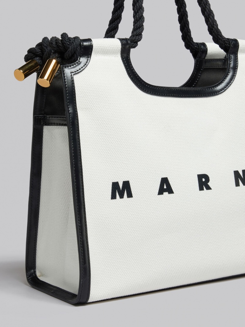 Marni καμβα Marcel Tote Bag ασπρα μαυρα | MGRFT74657