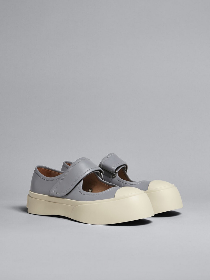 Marni δερματινα Mary Jane Sneaker γκρι | FGRHY79767