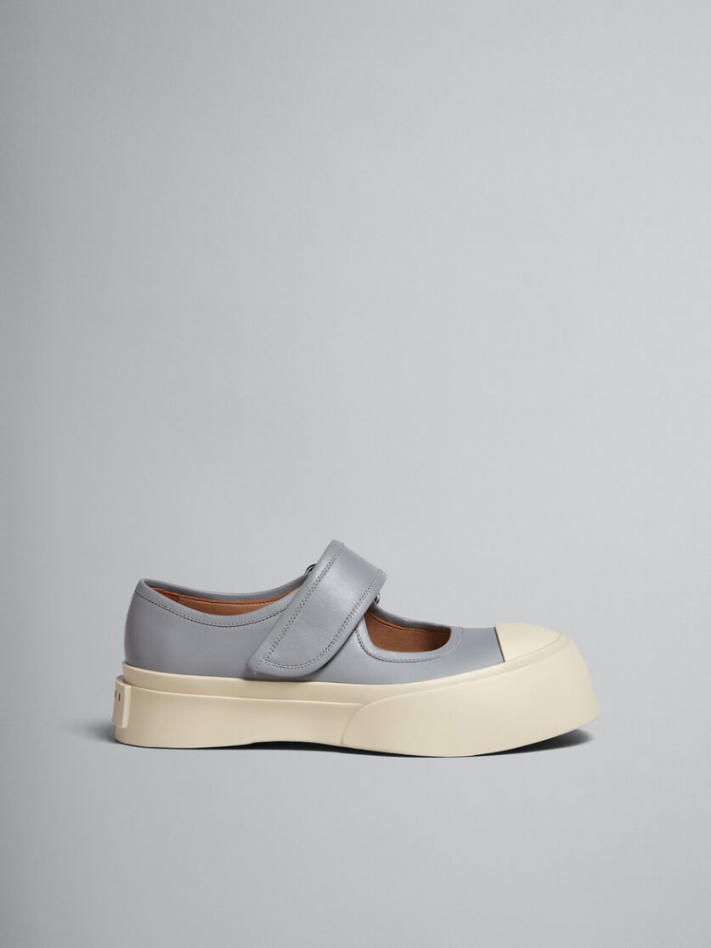 Marni δερματινα Mary Jane Sneaker γκρι | FGRHY79767