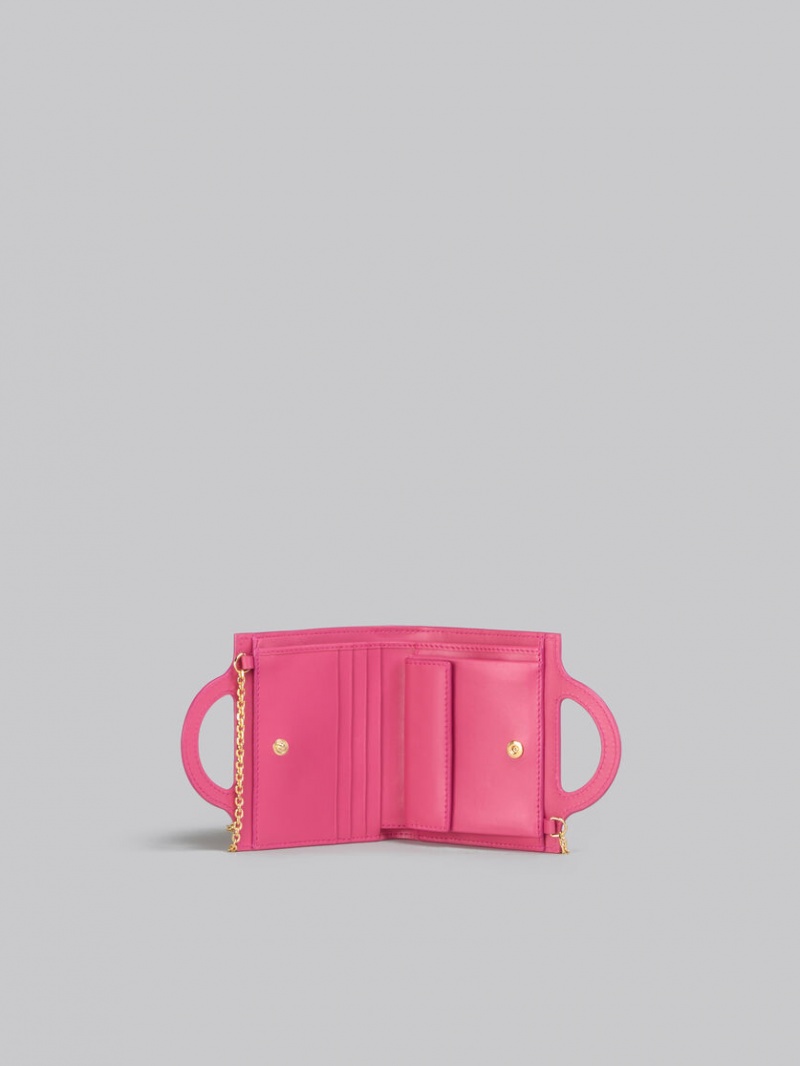 Marni δερματινα Tropicalia Wallet With Chain λουρακια ροζ | GRNEJ46891