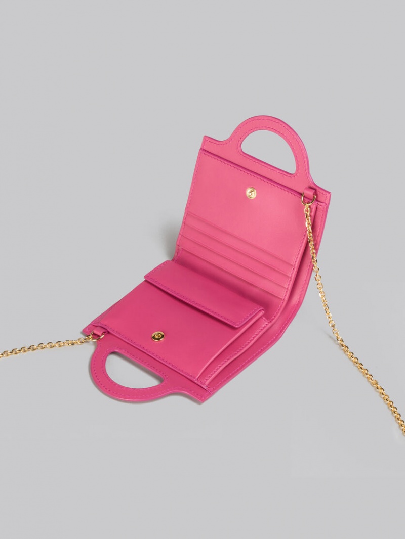 Marni δερματινα Tropicalia Wallet With Chain λουρακια ροζ | GRNEJ46891