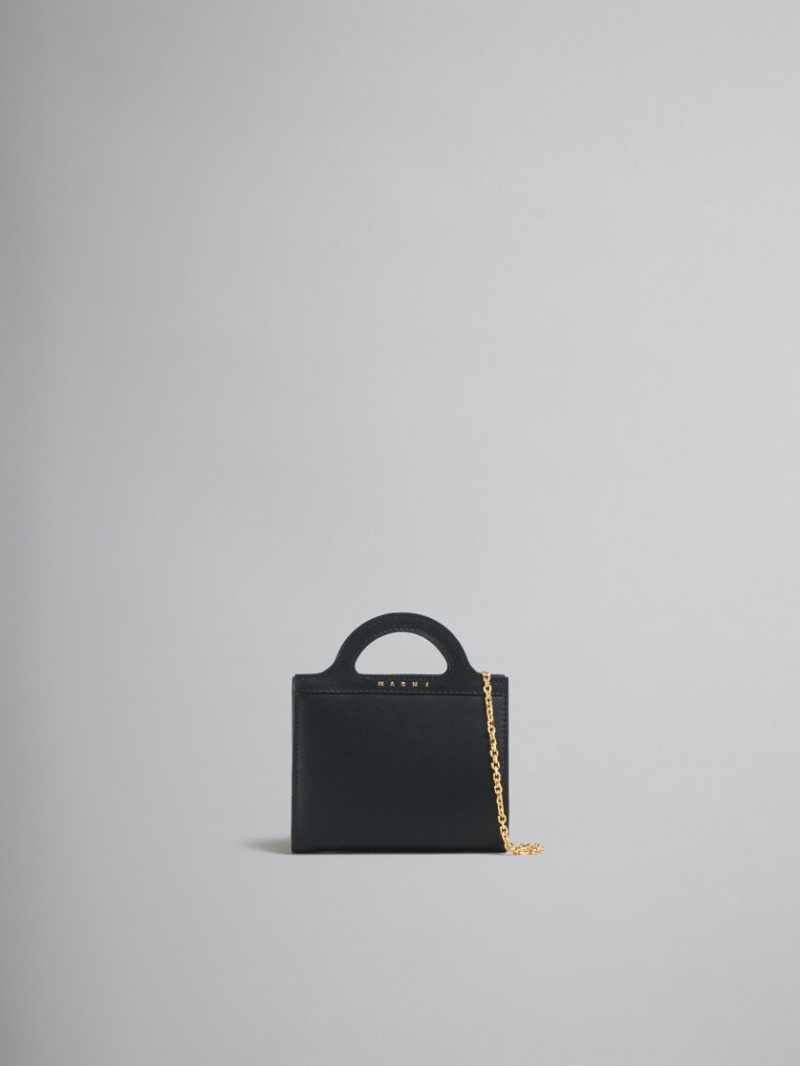 Marni δερματινα Tropicalia Wallet With Chain λουρακια μαυρα | XGRGW97709