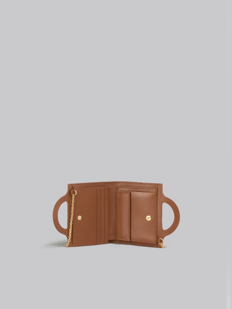 Marni δερματινα Tropicalia Wallet With Chain λουρακια καφε | YGRVQ42374