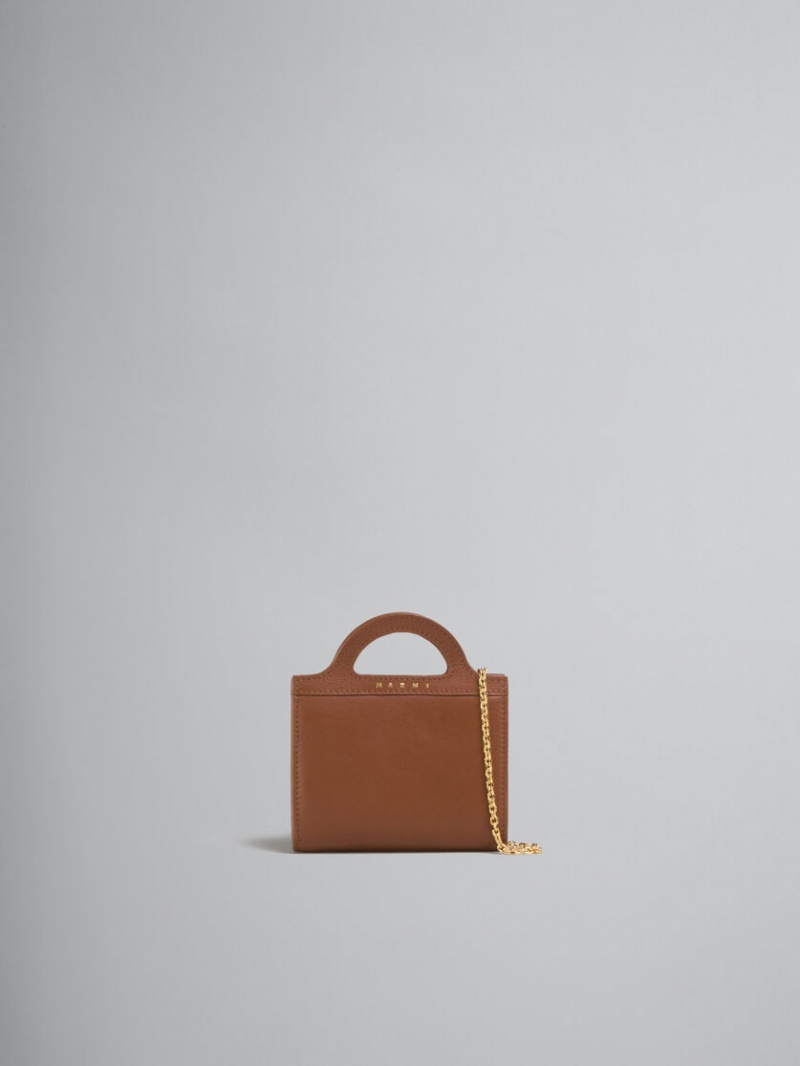 Marni δερματινα Tropicalia Wallet With Chain λουρακια καφε | YGRVQ42374
