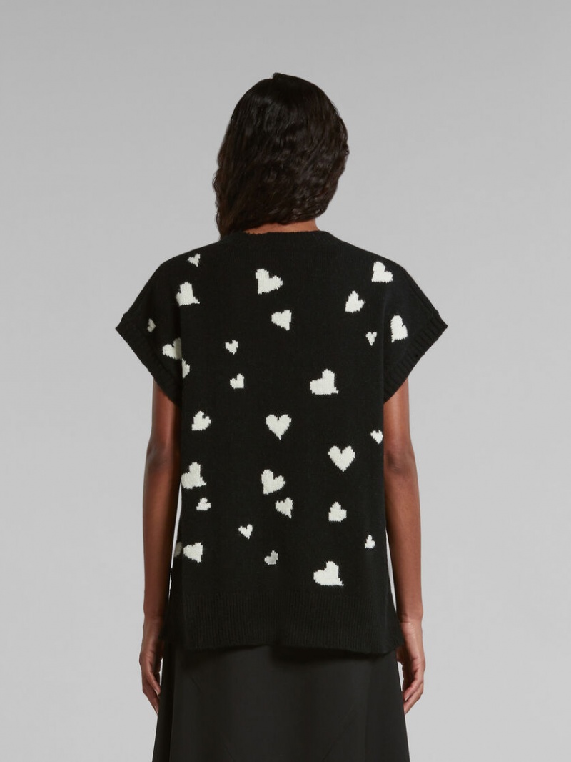 Marni Μαλλί Vest With Bunch Of Hearts Print μαυρα | GRICD58820