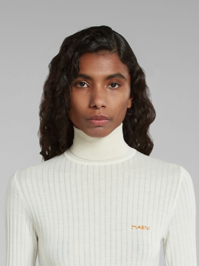 Marni Πλευρωτός Μαλλί And Silk Turtleneck Top ασπρα | GRNZX39854