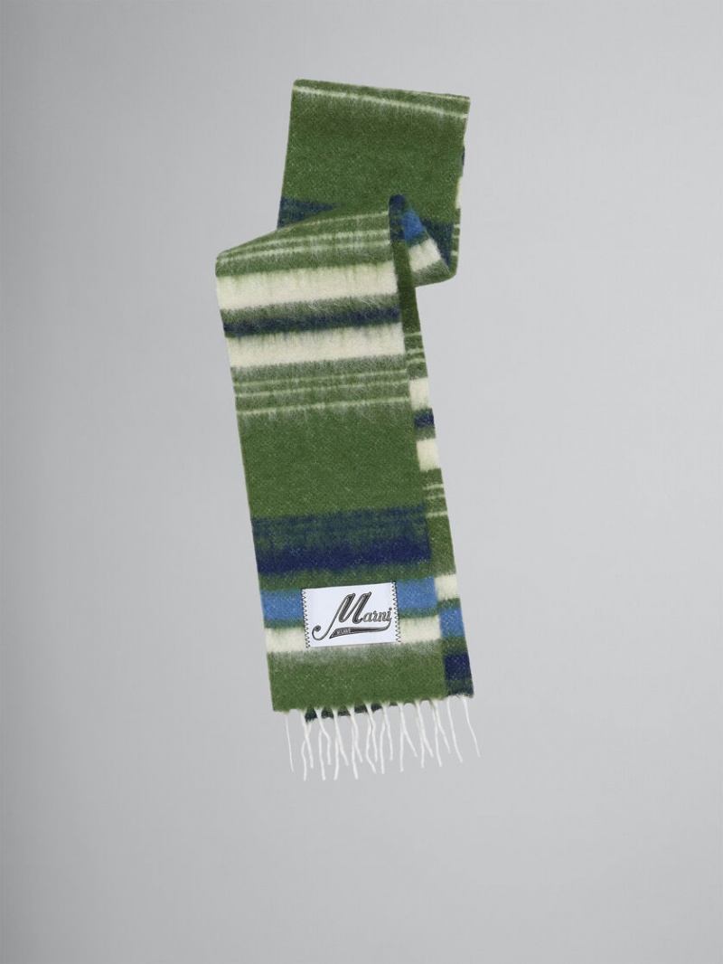 Marni Ριγέ Μαλλί Scarf πρασινο | GRJZR81654
