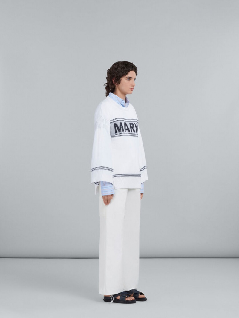 Marni βαμβακερα πουλοβερ With Logo ασπρα | GRZDE72514