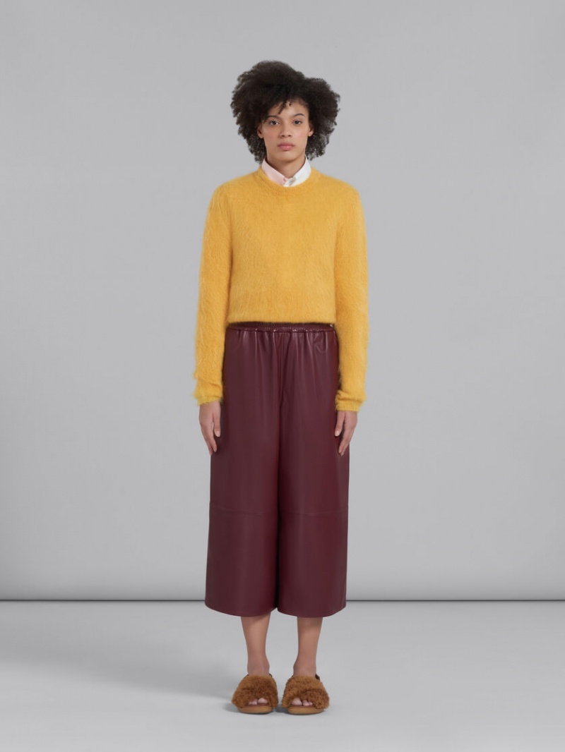 Marni φαρδια-leg δερματινα Trousers κοκκινα | YGRVQ81891