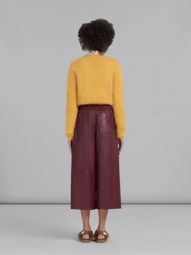 Marni φαρδια-leg δερματινα Trousers κοκκινα | YGRVQ81891