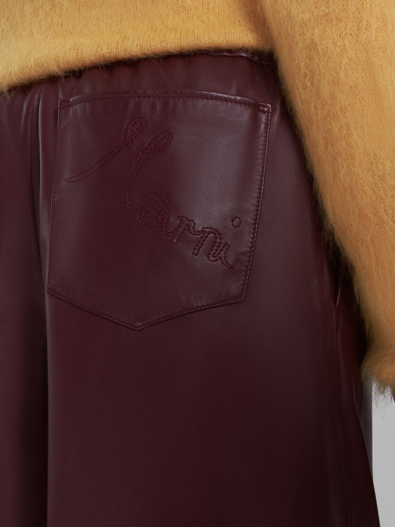 Marni φαρδια-leg δερματινα Trousers κοκκινα | YGRVQ81891